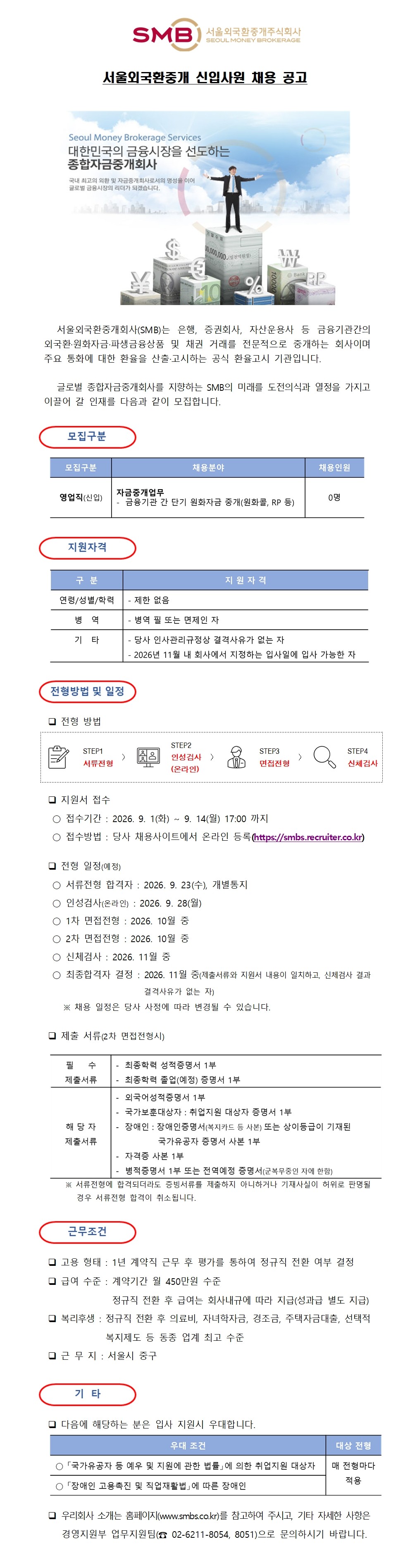 서울외국환중개 서울외국환중개 신입사원 채용 공고 채용공고